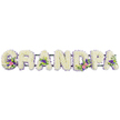 In this image, a classic lettered funeral tribute spells out the word GRANDPA in large, meticulously formed floral capitals, the kind of arrangement often chosen by families in Clerkenwell to say a very personal goodbye. Each of the seven letters is generously filled with tight clusters of small white blooms-most likely chrysanthemums or similar traditional sympathy flowers-so that their many layered petals create a plush, almost quilted texture across the surface. The purity of the white is gently framed by a narrow edging of tiny purple and lilac flowers that run continuously around each letter, offering a soft halo of colour and giving the whole tribute clear definition, even when viewed from the back of a chapel or at a graveside service. Carefully placed accent sprays appear on several letters: the 'G' and first 'A' feature sprays of elegant white lily-type blooms rising above bright pink and fuchsia flowers, each accented with deeper purple tones and touches of fresh greenery. The 'D' and another 'A' echo these colour notes, with some sprays incorporating vivid green button chrysanthemums that peep through like fresh spring shoots seen in local gardens near Clerkenwell Green. All seven letters are fixed to a slender dark green bar that runs along the back, keeping the word perfectly aligned and stable while remaining visually discreet. Photographed against a plain white backdrop with soft, even lighting, the tribute appears calm, luminous, and full of heartfelt meaning-a tender floral signature created to honour the memory of a beloved grandfather and to bring a quiet sense of comfort to those gathered to remember him.